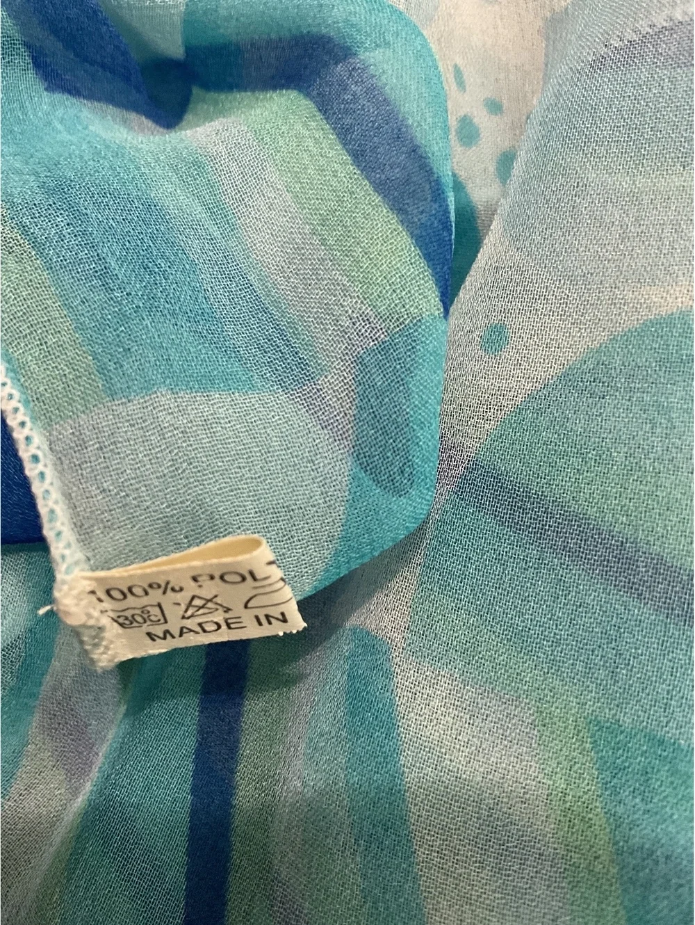 Lightweight Blue and White Patterned Scarf Wrap Abstract Beach Ocean Cover up